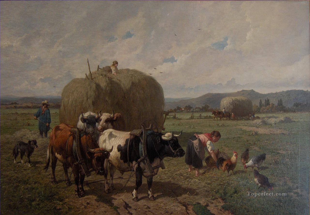 Louis Robbe taureau à la ferme Peintures à l'huile